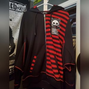 Hot Topic Skelanimals Diego Bat Stripe Split Hoodie